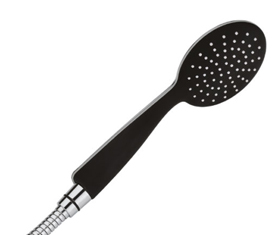Rain Flow Round Black Hand Shower with Rubbit Clean